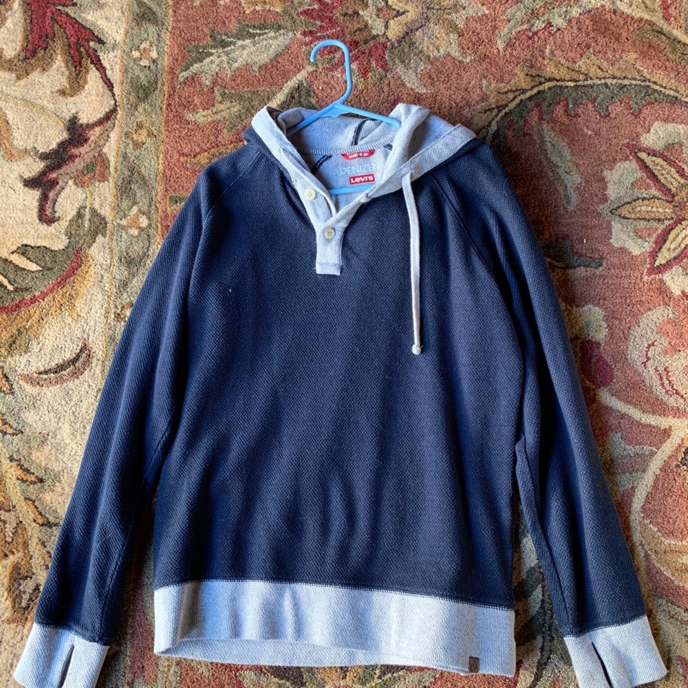 Levi’s Sweater, hooded navy and gray